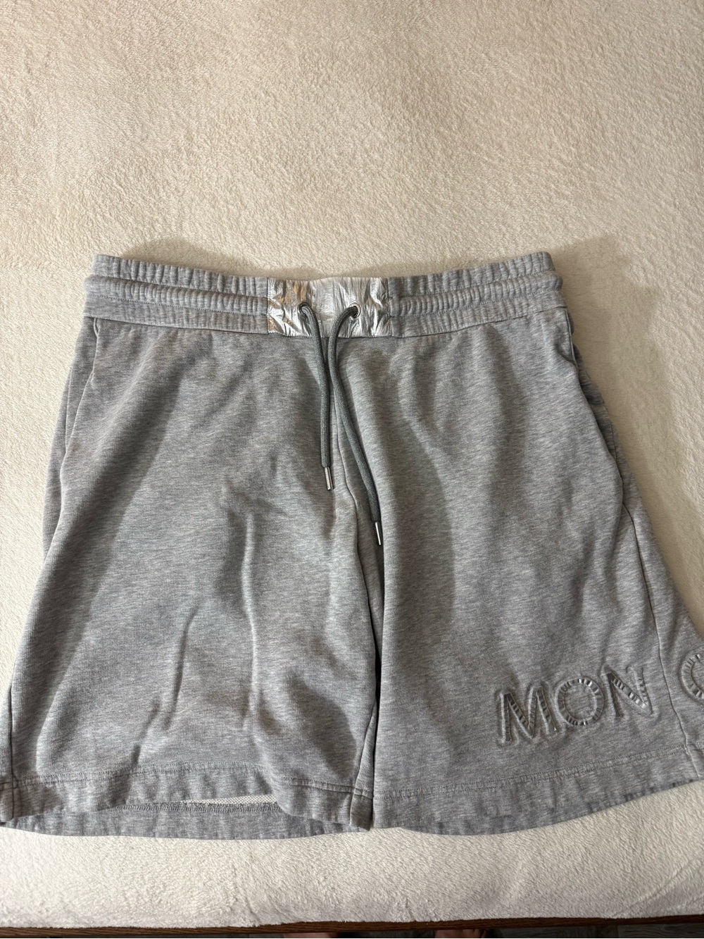 Moncler Gray Athletic Drawstring Knit Shorts